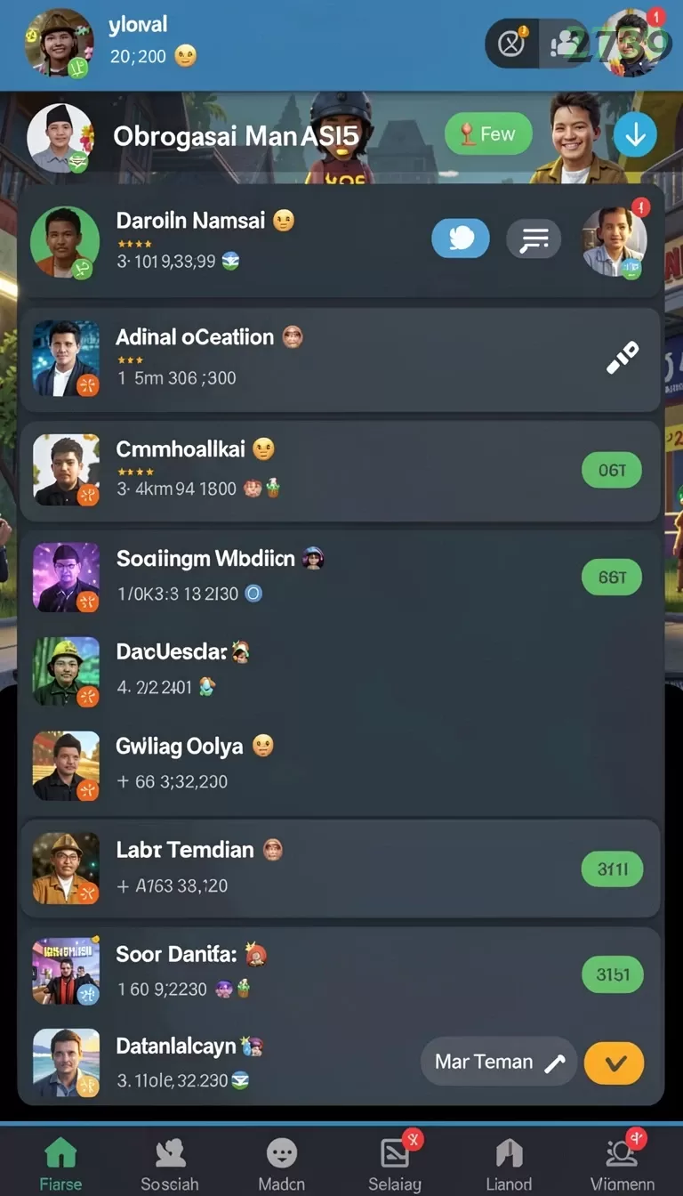 Cuplikan layar RR777 — menu navigasi
